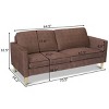Costway Modern Fabric Couch Sofa Love Seat Upholstered Bed Lounge Sleeper 2-Seater Brown - 2 of 4
