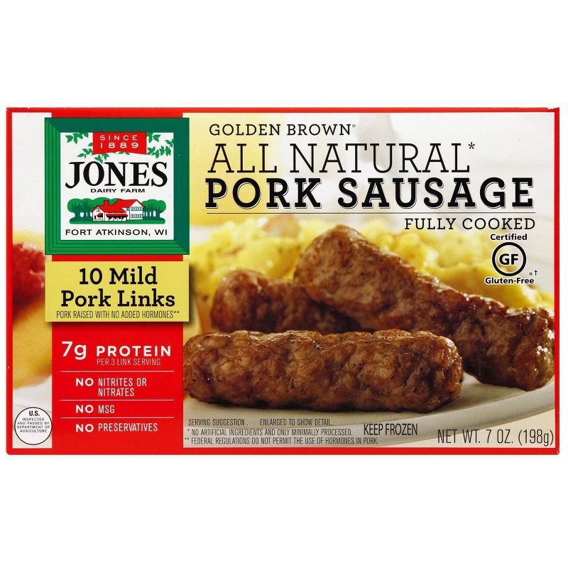 Jones Farm Frozen All Natural Pork Sausage Links - 10ct/7oz, 1 of 7