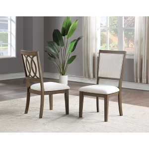 Asian Hardwoods and Fabric Upholstered Side Chair (Set of 2) with Wood-Framed Back, Easy-Care Fabric, and Toffee Finish - 1 of 4