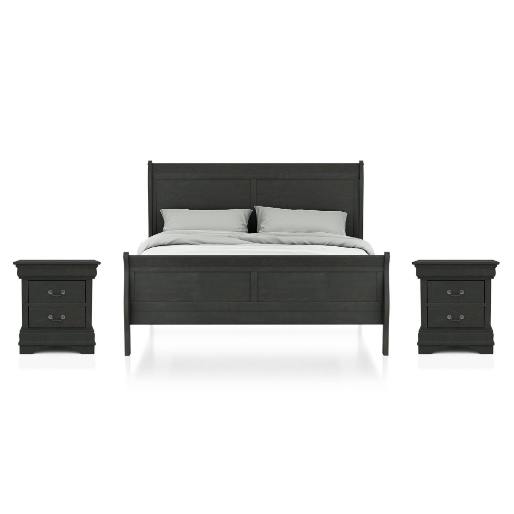 Photos - Bedroom Set 3pc Queen Sliver Sleigh Bed with 2 Nightstands Gray - HOMES: Inside + Out