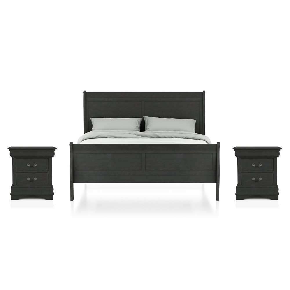 3pc Queen Sliver Sleigh Bed with 2 Nightstands Gray - HOMES: Inside + Out -  86855878