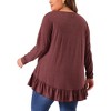 Agnes Orinda Women's Plus Size Casual V Neck Long Sleeve Ruffled Hem Button Half Placket Tops - 4 of 4