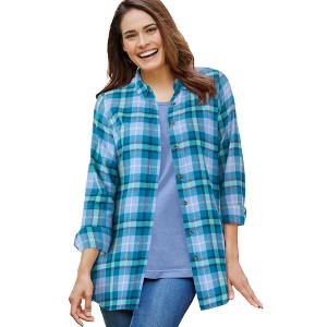 Woman Within Classic Flannel Shirt - 1 of 4
