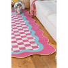 Lany Space Pink and Blue Lace Checkered Rug - 4 of 4