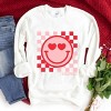 Simply Sage Market S.W.Smiley Checkered Heart Eyes Smiley Sweatshirt - 3 of 4