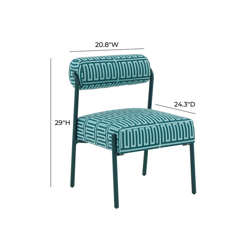 Jolene Green Patterned Upholstered Linen Accent Chair, 5 of 11