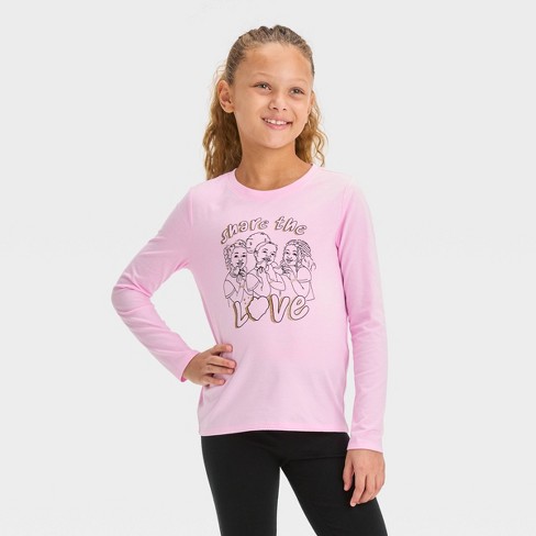 Girls' Long Sleeve 'share The Love' Graphic T-shirt - Cat & Jack™ Light  Pink Xs : Target