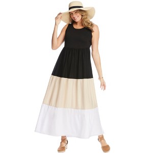 Woman Within Women's Plus Size Colorblock Tiered Dress - 1 of 4