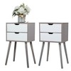 Sevobal Nightstands 2 Set Of Double Draw Nightstand With Drawers, Open Compartment, Elegant And Simple Design, Pine Wood Legs, Gray, 16"*12"*28" - 4 of 4