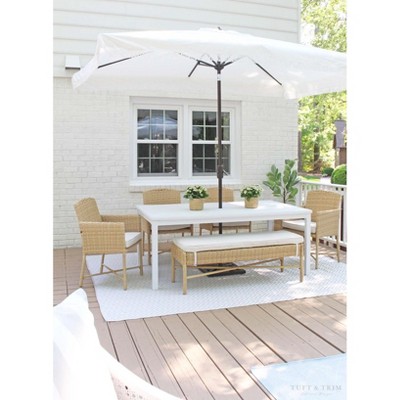 Milan Ivory Polyester and Aluminum Rectangular Crank Umbrella