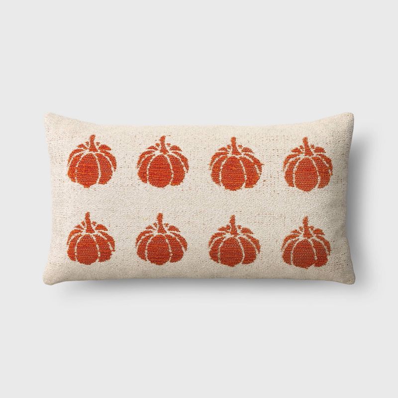 Oversized Woven Pumpkin Lumbar Throw Pillow - Threshold&#8482;, 1 of 10