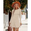 2025 Women's Long Sleeve Sweater Dress for Fall, Crew Neck Knit Midi Dress Apricot - 3 of 4