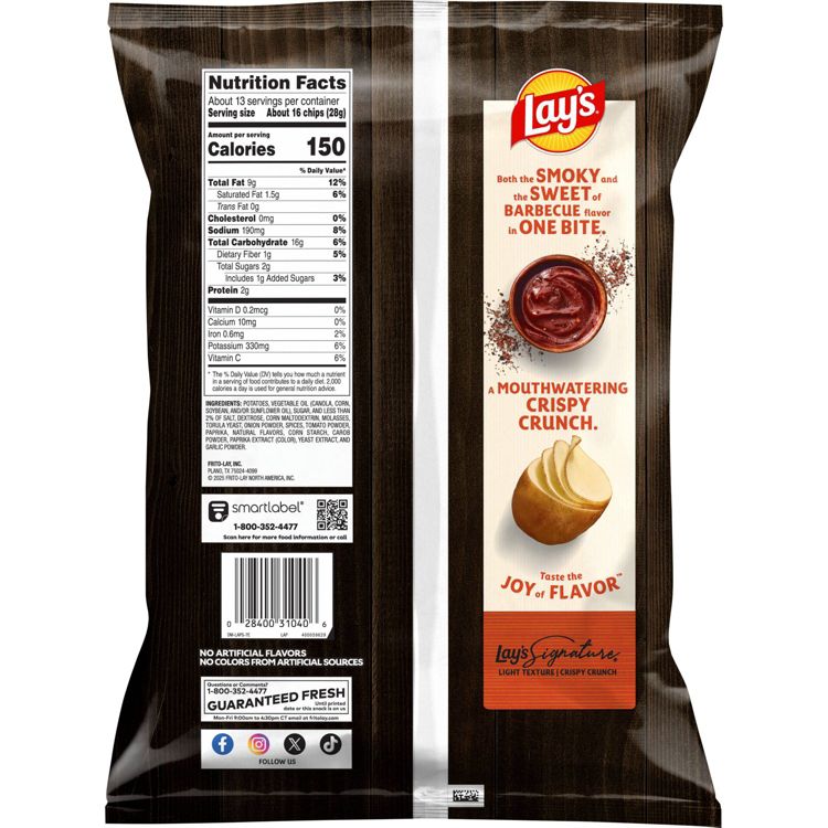 Lay's Barbecue Flavor Party Size Potato Chips - 12.5oz : Target
