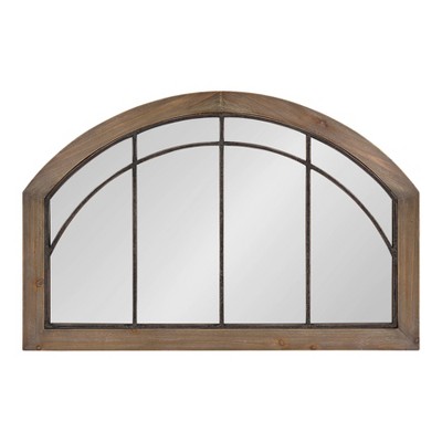 36" x 24" Haldron Wood Arch Mirror Rustic Brown/Black - Kate and Laurel