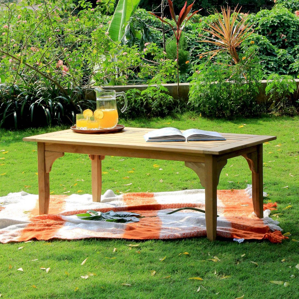 Photos - Garden Furniture Caterina Teak Patio Coffee Table - Natural Teak - Cambridge Casual