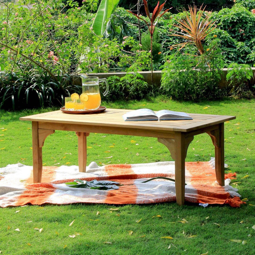 Caterina Teak Patio Coffee Table - Natural Teak - Cambridge Casual: Weather-Resistant, Mortise & Tenon Construction