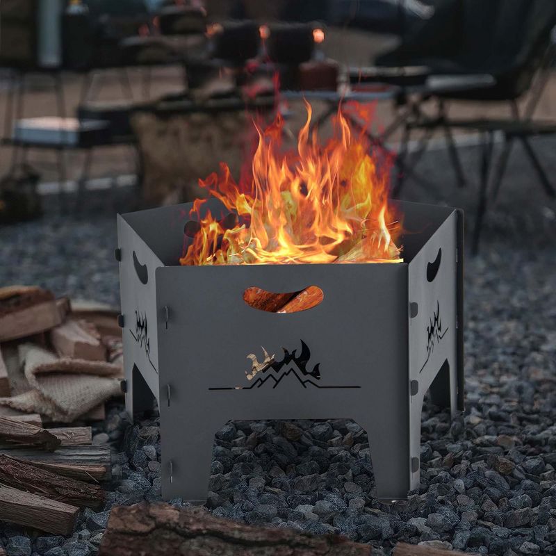 Costway Fire Pit for Outside 19 Inches Collapsible Portable Plug Fire Pit with Storage Bag, 2 of 10