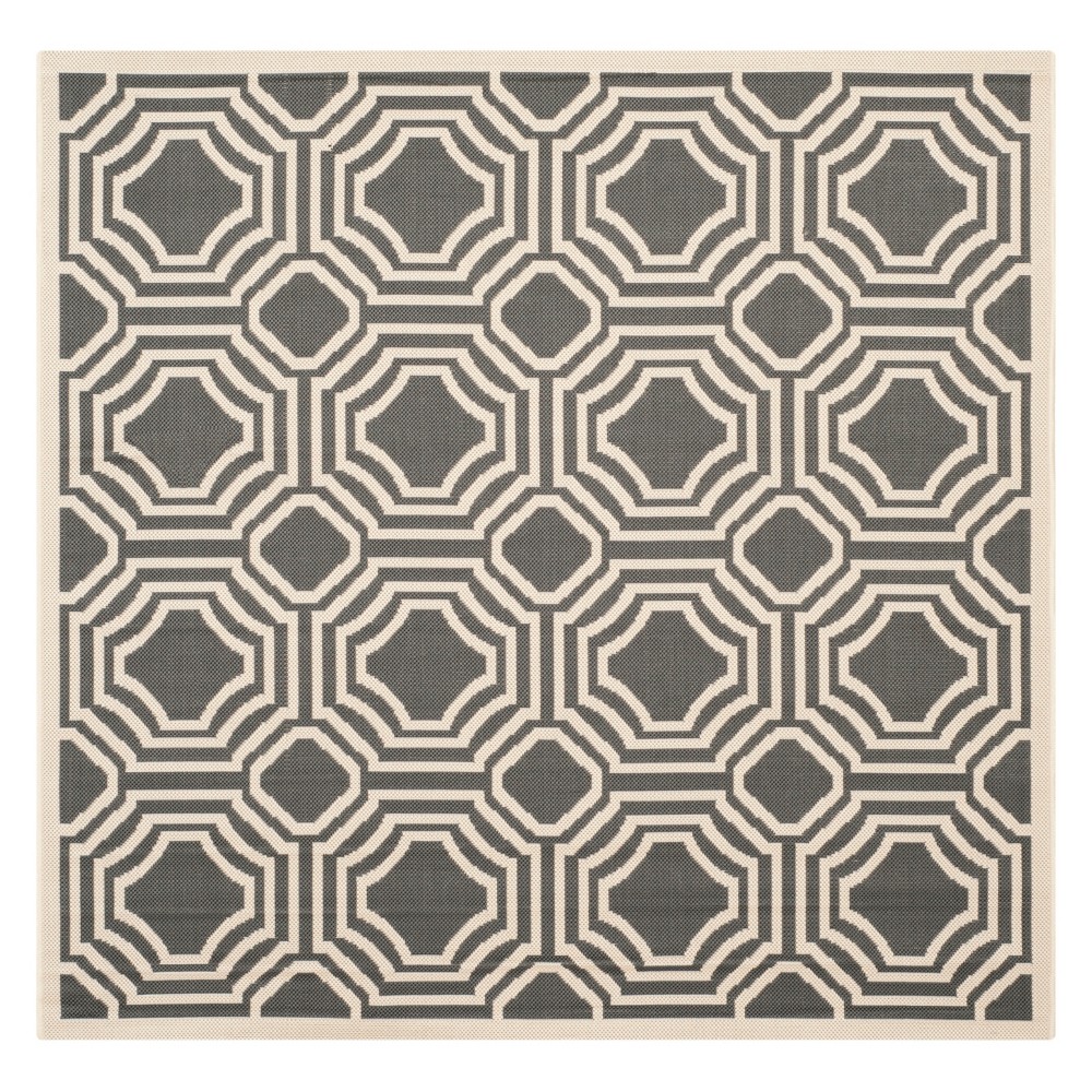 5'3inX5'3in Square Hamina Patio Rug Anthracite/Beige - Safavieh