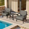 YARDSIGHT 3-Piece Patio Furniture Set, Aluminum Outdoor Bistro Set with 2 Armchairs & Side Table, Weather-Resistant Cushions for Balcony, Deck, Porch - 2 of 4