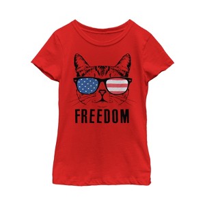 Girl's Lost Gods USA Freedom Cat T-Shirt - 1 of 4