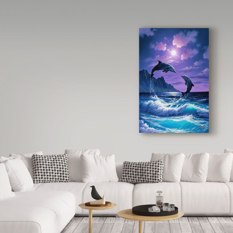 Trademark Fine Art -Anthony Casay 'Jumping Dolphins' Canvas Art, 3 of 4