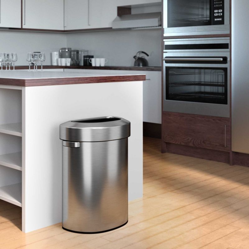 iTouchless Open Top Kitchen Trash Can 18 Gallon Semi-Round Silver Stainless Steel, 2 of 7