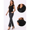 Allegra K Women's Party Club Sequin Sparkle Glitter V Neck Cap Sleeve Blouse - 2 of 4