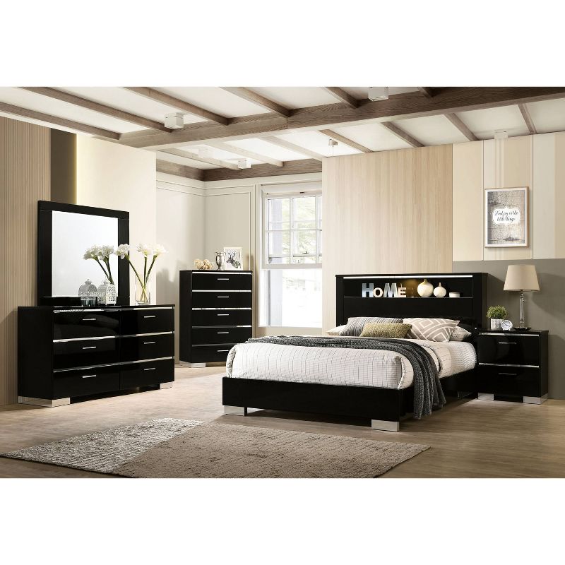 2pc Shorehaven Contemporary Nightstand and Bed Set Black/Chrome - miBasics, 4 of 7