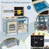Costzon 2-in-1 Mud Kitchen, Fir Wood Outdoor Play Kitchen & Grocery Store with Sink, Water Box, Faucet, Stoves, Storage Bag & Baskets, Ages 3+ - 3 of 4