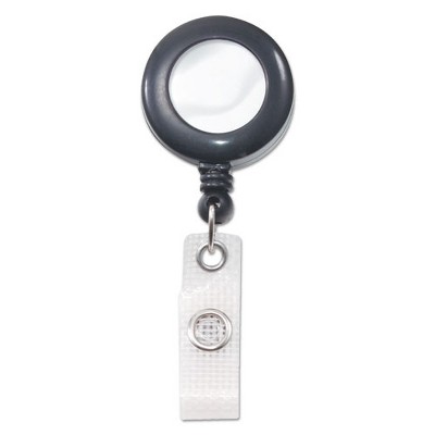 Advantus Deluxe Retractable ID Reel with Badge Holder, 24" Extension, Black, 12/Box