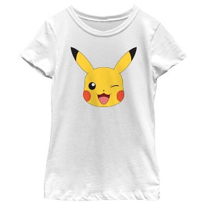 Girl's Pokemon Pikachu Wink Face T-Shirt - 1 of 4