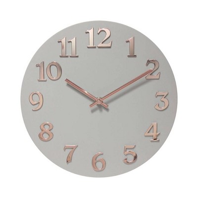 12" Vogue Wall Clock Gray/Rose Gold - Infinity Instruments