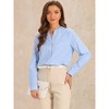 Allegra K Women's V Neck Striped Button Down Long Sleeve Business Casual Blouse - 4 of 4