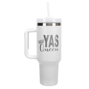 Elanze Designs Yas Queen Royal Crown Girl Power 40 oz. Stainless Steel, Large Water Bottle Coffee Mug, Spill & Leak Resistant, Thermal Travel Tumbler - 1 of 1