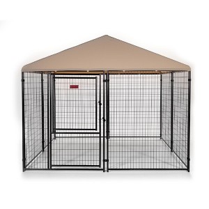 Lucky Dog STAY Series Black Powder Coat Steel Frame Villa Dog Kennel with Waterproof Canopy Roof and Single Gate Door - 1 of 4
