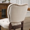HDZNVF Set of 2 French Vintage Tufted Upholstered Fabric Dining Chair, Beige - 3 of 4