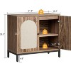 Buffet Cabinet with Storage, Kitchen Storage Cabinet with Rattan Doors, Accent Cabinet with Adjustable Shelves, Sideboard Cabinet Cupboard Console Ta - 4 of 4