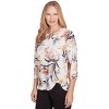 Alfred Dunner Womens Watercolor Floral Crewneck Top - 3 of 4