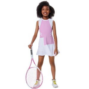 Girls Outdoor Sports Sleeveless Dress with Pockets Tennis Golf Outfit Athletic Sets - 1 of 4
