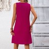 Women's Sleeveless V Neck A Line Dress Ruched Bodycon Mini Dress Casual Summer Sundress - 2 of 4