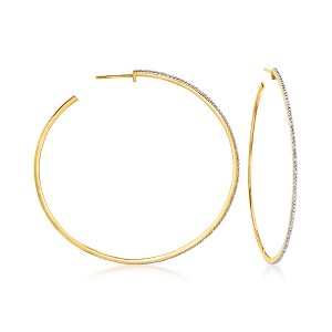 Ross-Simons 0.15 ct. t.w. Diamond Hoop Earrings in 18kt Gold Over Sterling - 1 of 4