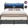Aheaplus Platform Beds with Upholstered Headboard, Charge Station, and LED Lights - 2 of 4