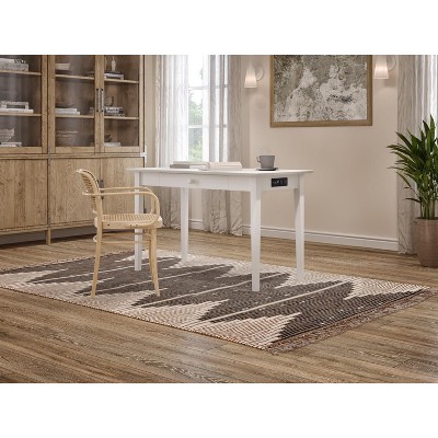 Eco-Friendly White Hardwood Shaker Desk with Charging Drawer