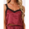 cheibear Women's Satin Lace Trim Cami with Long Pant 2 Pieces Pajama Set - 4 of 4