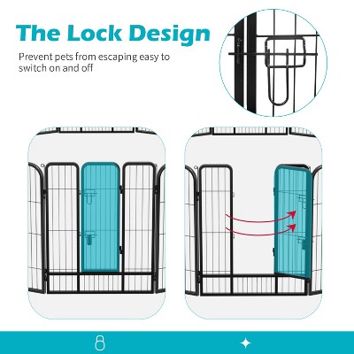 40-Inch Black Metal Dog Playpen with Doors
