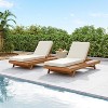 LOUNGE CHAISE SET, SPACE AVAILABLE ON ONE SIDE,ACACIA SOLID WOOD WITH LOUNGE CUSHION (CREAM & TRIPLE FOLD) - MATCHING DARK GREY VERSION AVAILABLE - 4 of 4