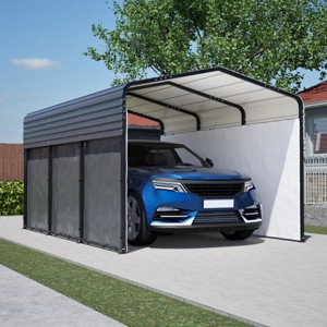 10x15 FT Metal Roof Carport with Waterproof Cloth,Freestanding Heavy Duty Galvanized Steel Carport,Outdoor Car Shelter for Car,Truck-Coolbibila - 1 of 4