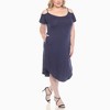 Plus Size Casual Scoop Neck Flutter Sleeve Knee Length Dress -White Mark - 2 of 4