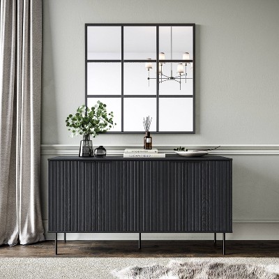 Lysander Black Wood Fluted Sideboard Buffet Cabinet