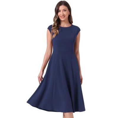 INSPIRE CHIC Women's Sleeveless Elegant Cinched Waist Work Office A Line Dress